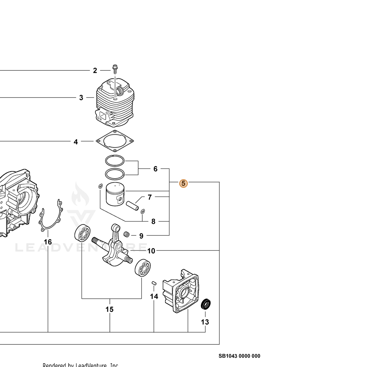ECHO part P021038581 — IPL diagram snippet (6x zoom, amber highlight)