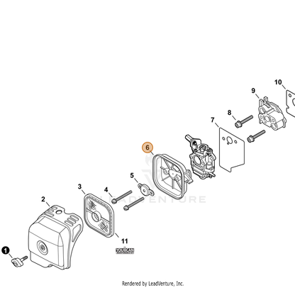 ECHO part P021038690 — IPL diagram snippet (6x zoom, amber highlight)