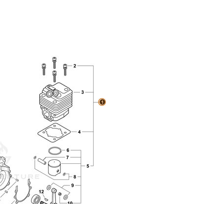 ECHO part P021039020 — IPL diagram snippet (6x zoom, amber highlight)