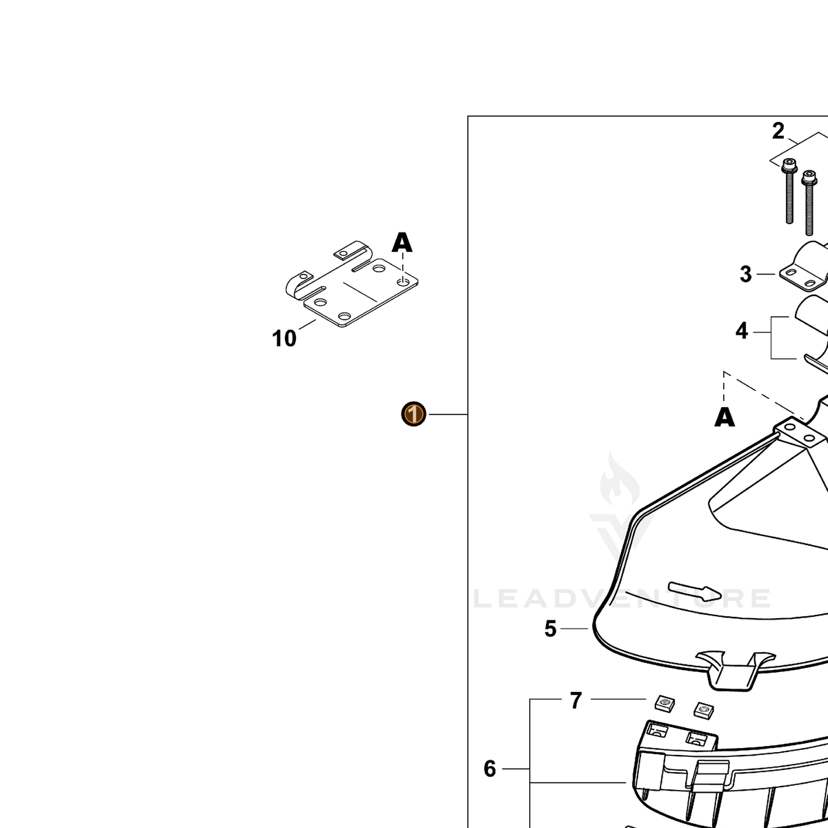 ECHO part P021039921 — IPL diagram snippet (6x zoom, amber highlight)