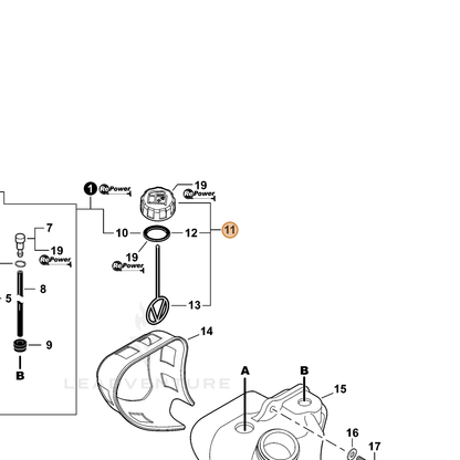 ECHO part P021040030 — IPL diagram snippet (6x zoom, amber highlight)
