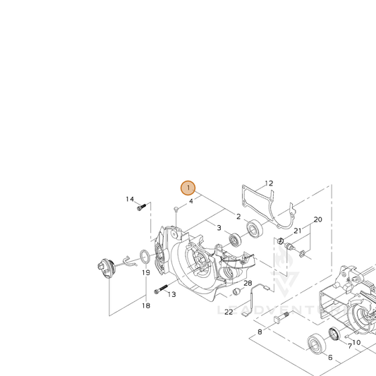 Echo part P021040041 — IPL diagram snippet (6x zoom, amber highlight)
