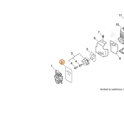 ECHO part P021040350 — IPL diagram snippet (6x zoom, amber highlight)