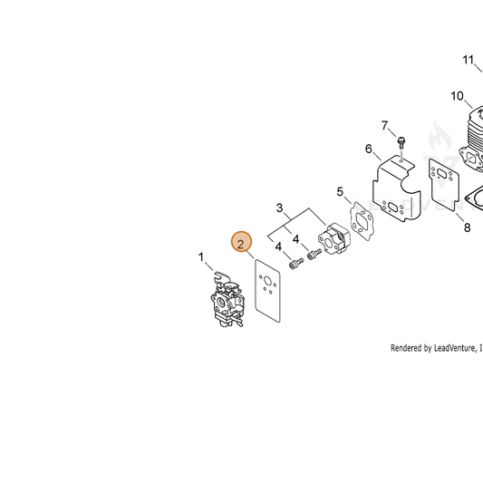 ECHO part P021040350 — IPL diagram snippet (6x zoom, amber highlight)