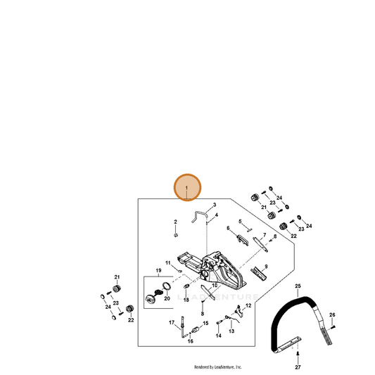 Echo part P021040764 — IPL diagram snippet (6x zoom, amber highlight)
