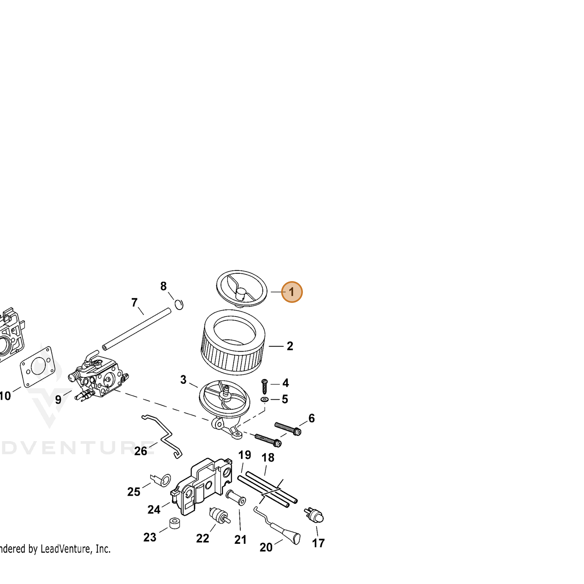 ECHO part P021041330 — IPL diagram snippet (6x zoom, amber highlight)