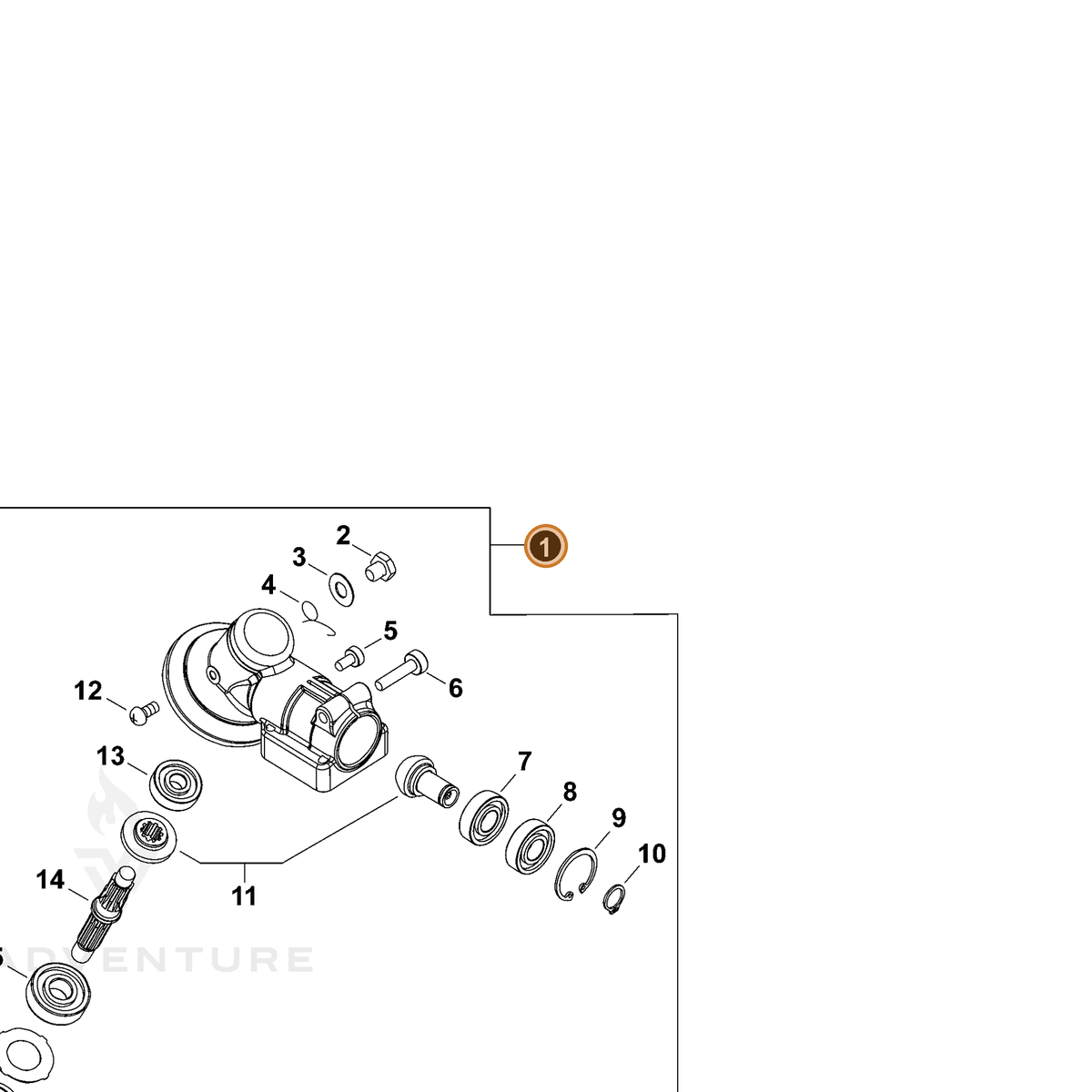 ECHO part P021041342 — IPL diagram snippet (6x zoom, amber highlight)