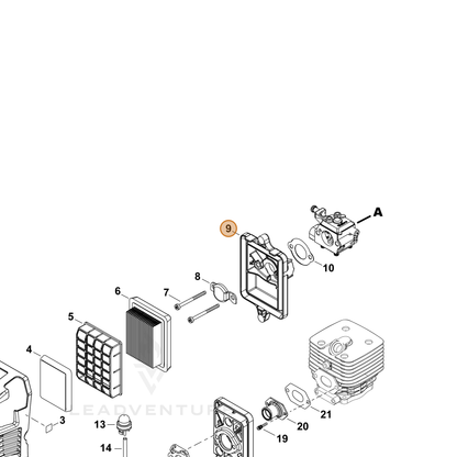 ECHO part P021041410 — IPL diagram snippet (6x zoom, amber highlight)