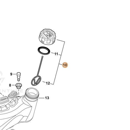 Echo part P021041581 — IPL diagram snippet (6x zoom, amber highlight)