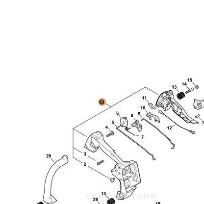ECHO part P021041820 — IPL diagram snippet (6x zoom, amber highlight)