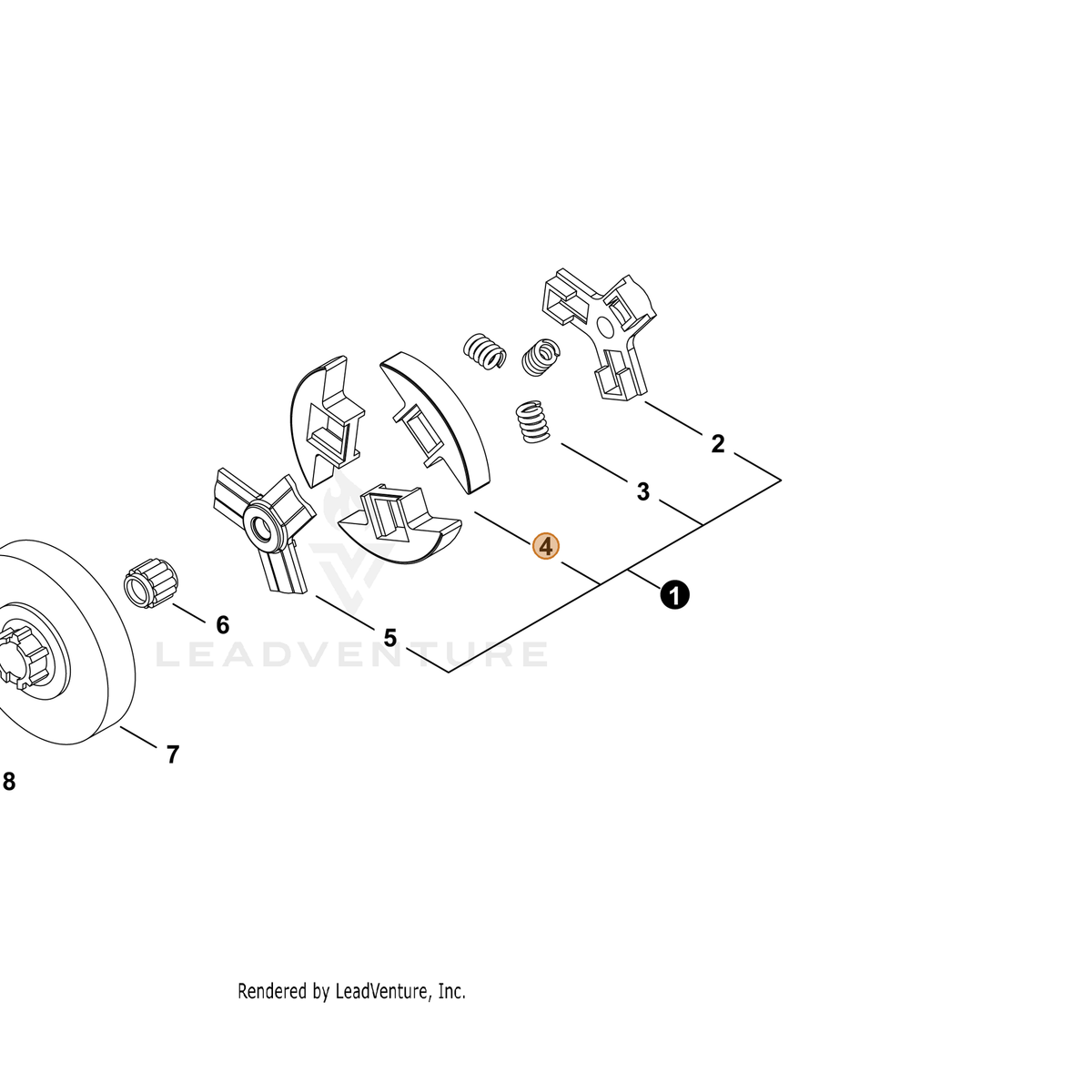 ECHO part P021042250 — IPL diagram snippet (6x zoom, amber highlight)