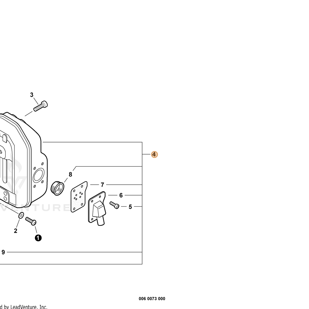 ECHO part P021042790 — IPL diagram snippet (6x zoom, amber highlight)