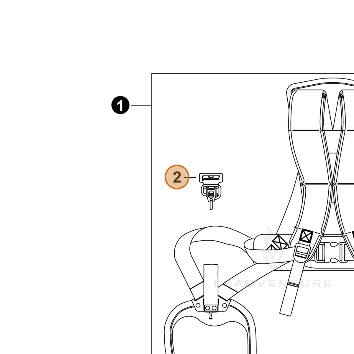 ECHO part P021042910 — IPL diagram snippet (6x zoom, amber highlight)