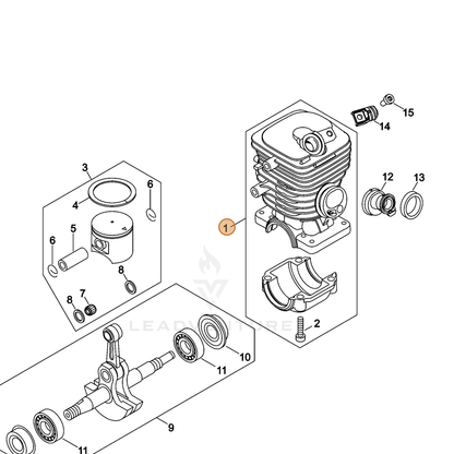 ECHO part P021043400 — IPL diagram snippet (6x zoom, amber highlight)