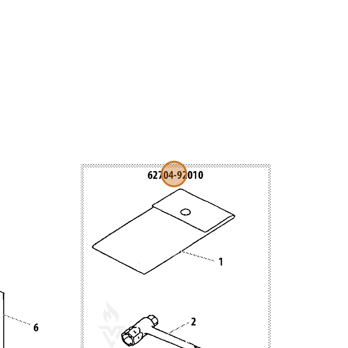 ECHO part P021043460 — IPL diagram snippet (6x zoom, amber highlight)