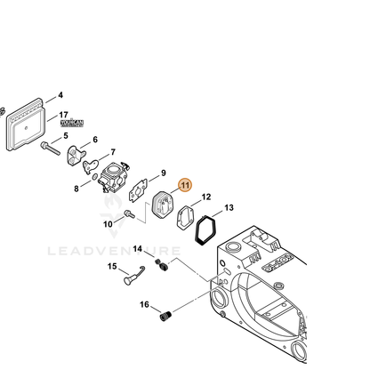 ECHO part P021043810 — IPL diagram snippet (6x zoom, amber highlight)