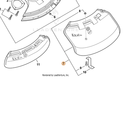 Echo part P021043982 — IPL diagram snippet (6x zoom, amber highlight)
