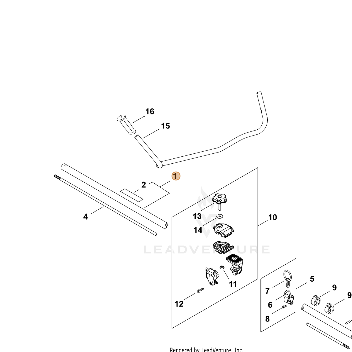 ECHO part P021044250 — IPL diagram snippet (6x zoom, amber highlight)