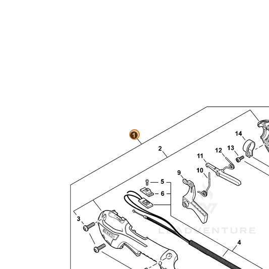 ECHO part P021044483 — IPL diagram snippet (6x zoom, amber highlight)