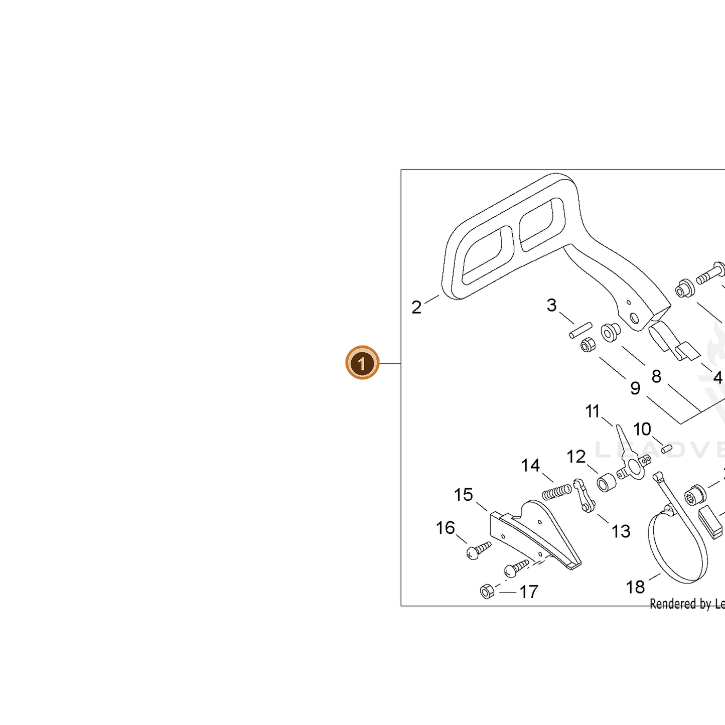 ECHO part P021044520 — IPL diagram snippet (6x zoom, amber highlight)
