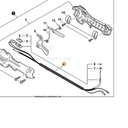 ECHO part P021044750 — IPL diagram snippet (6x zoom, amber highlight)