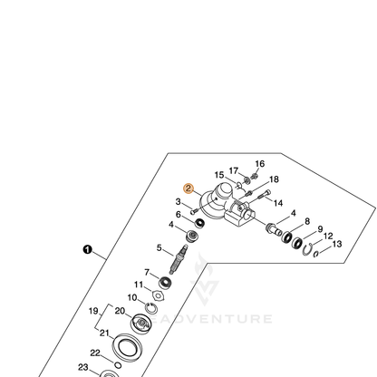 ECHO part P021044790 — IPL diagram snippet (6x zoom, amber highlight)
