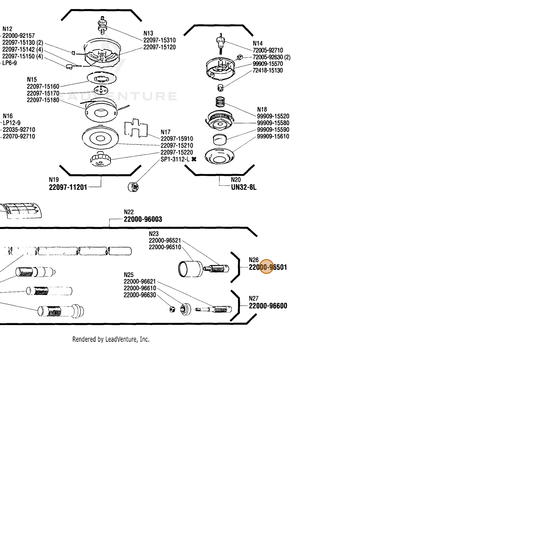 Echo part P021044871 — IPL diagram snippet (6x zoom, amber highlight)