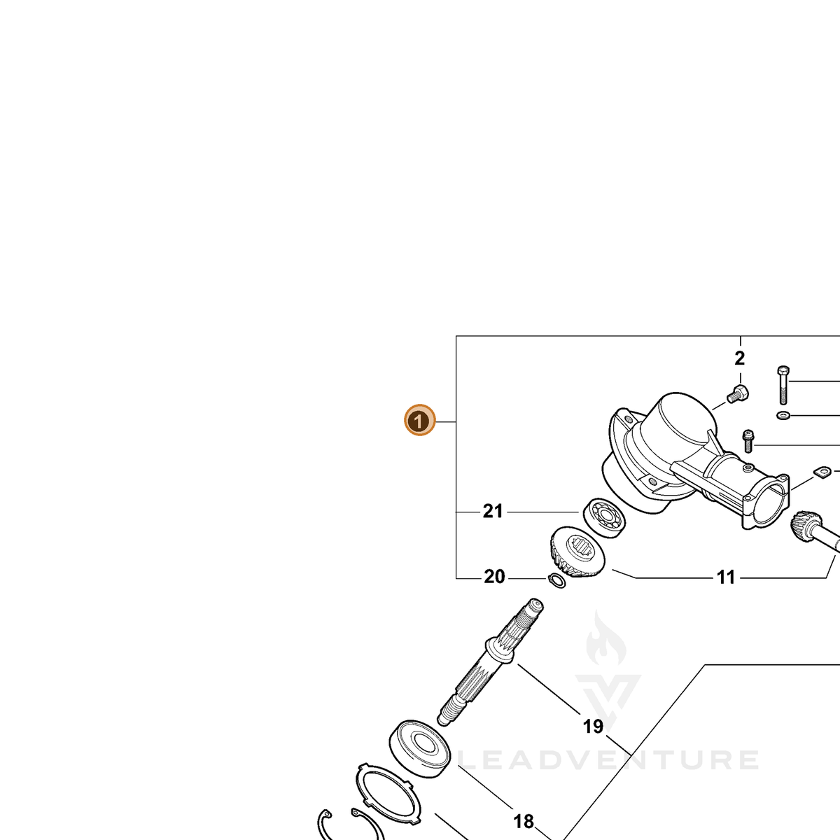 ECHO part P021044900 — IPL diagram snippet (6x zoom, amber highlight)