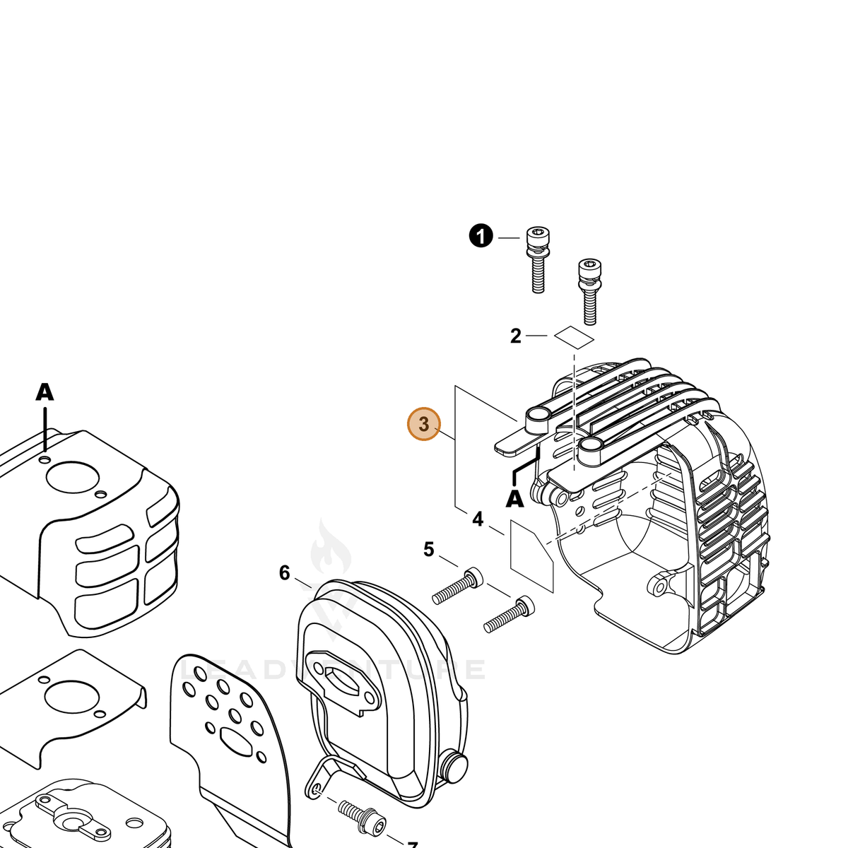 ECHO part P021044921 — IPL diagram snippet (6x zoom, amber highlight)