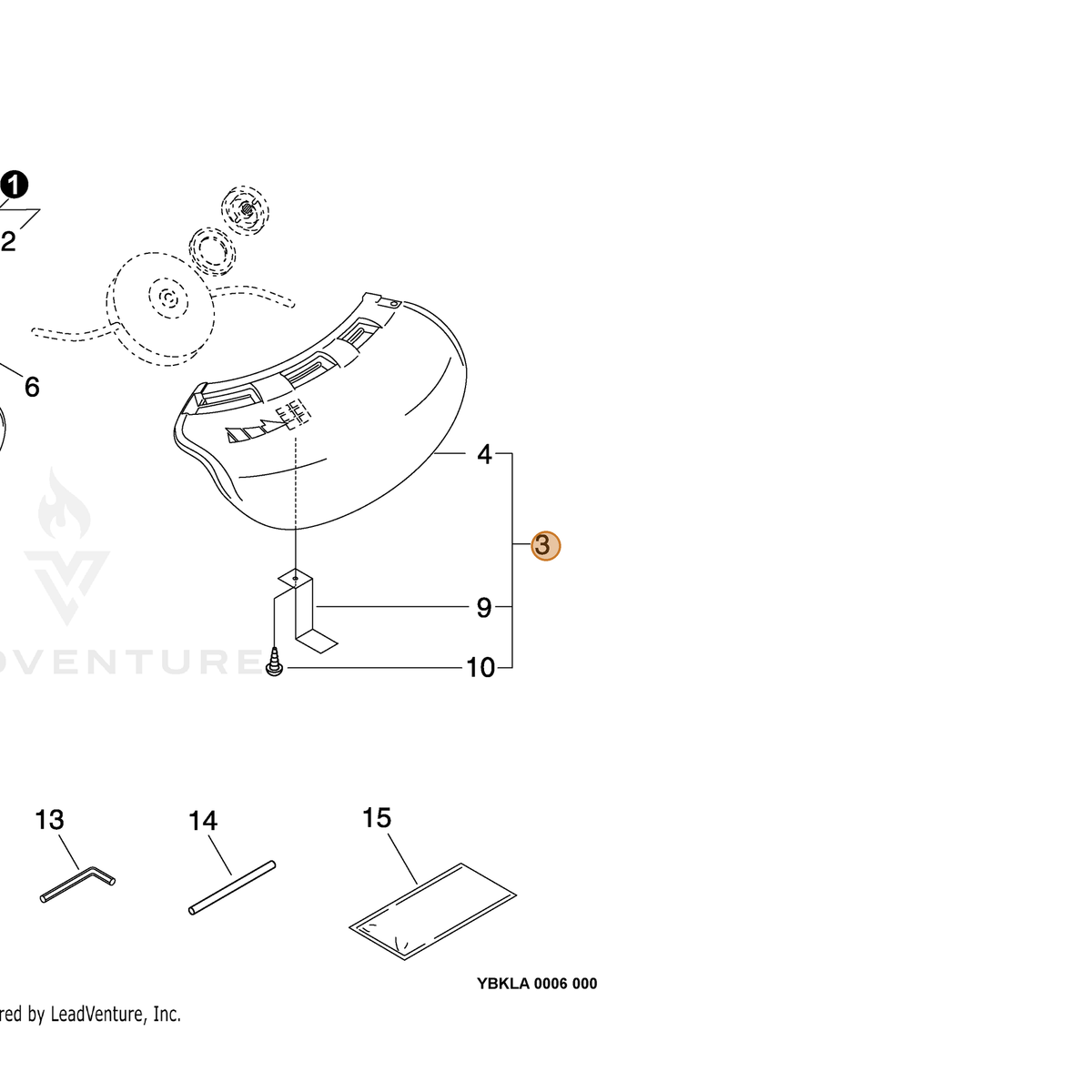 ECHO part P021045120 — IPL diagram snippet (6x zoom, amber highlight)