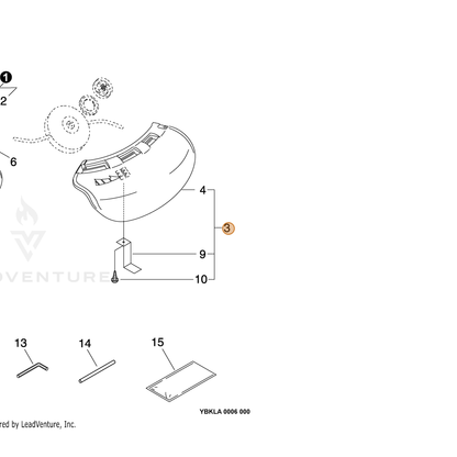ECHO part P021045120 — IPL diagram snippet (6x zoom, amber highlight)
