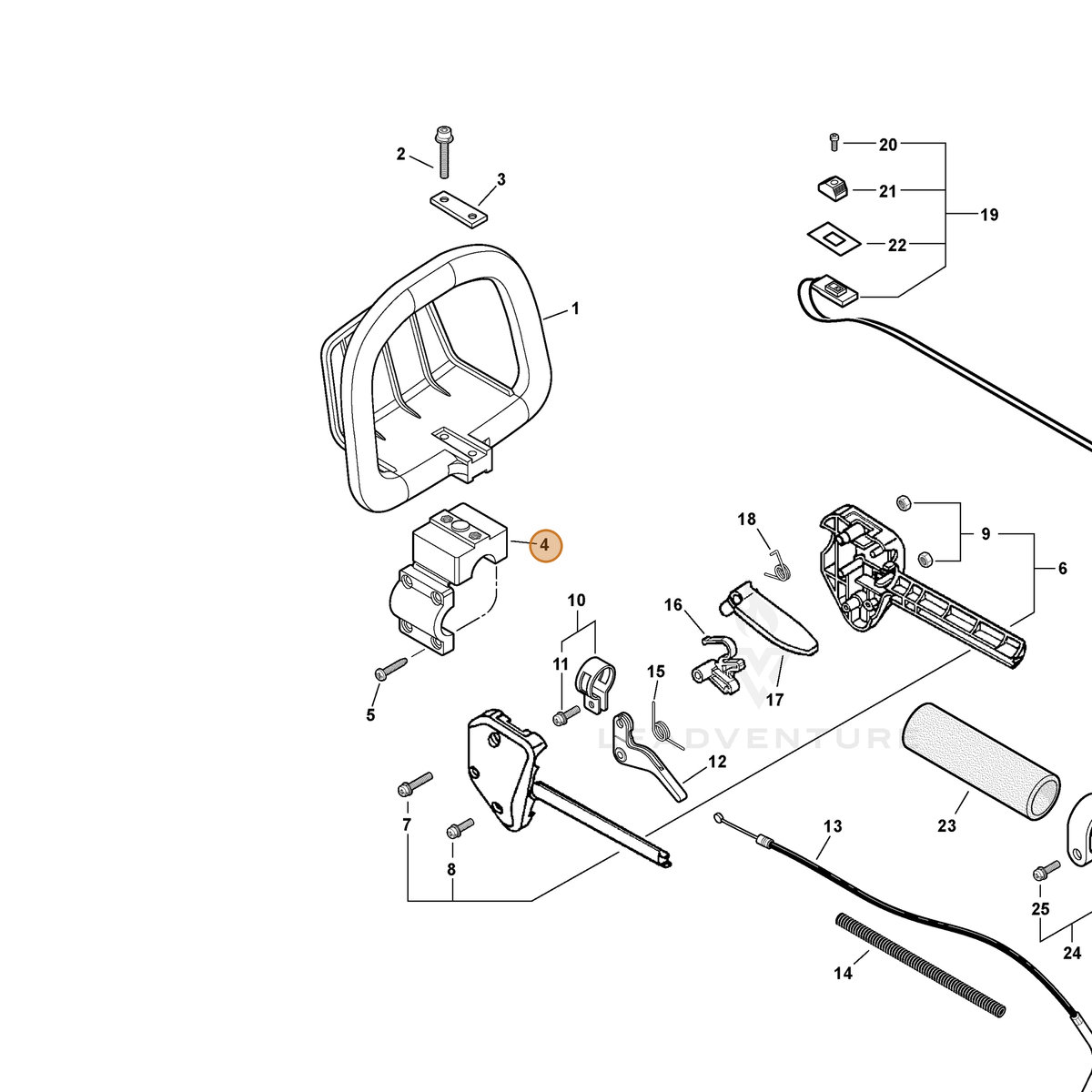 ECHO part P021045220 — IPL diagram snippet (6x zoom, amber highlight)