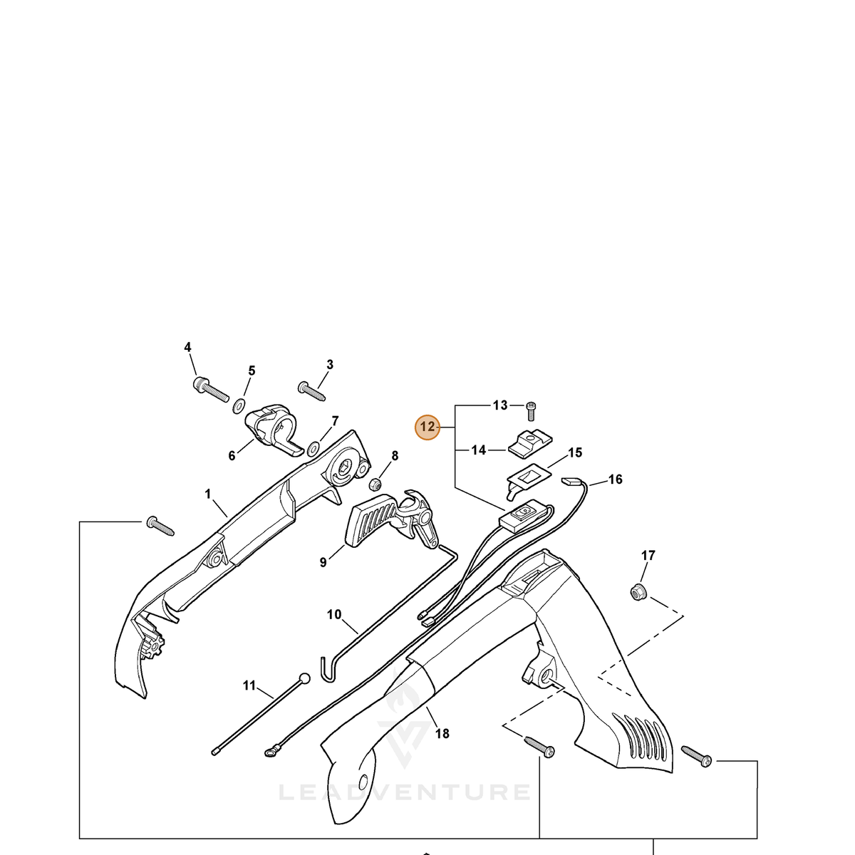 ECHO part P021045300 — IPL diagram snippet (6x zoom, amber highlight)