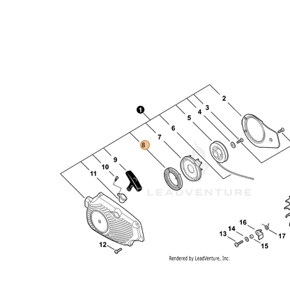 ECHO part P021045370 — IPL diagram snippet (6x zoom, amber highlight)