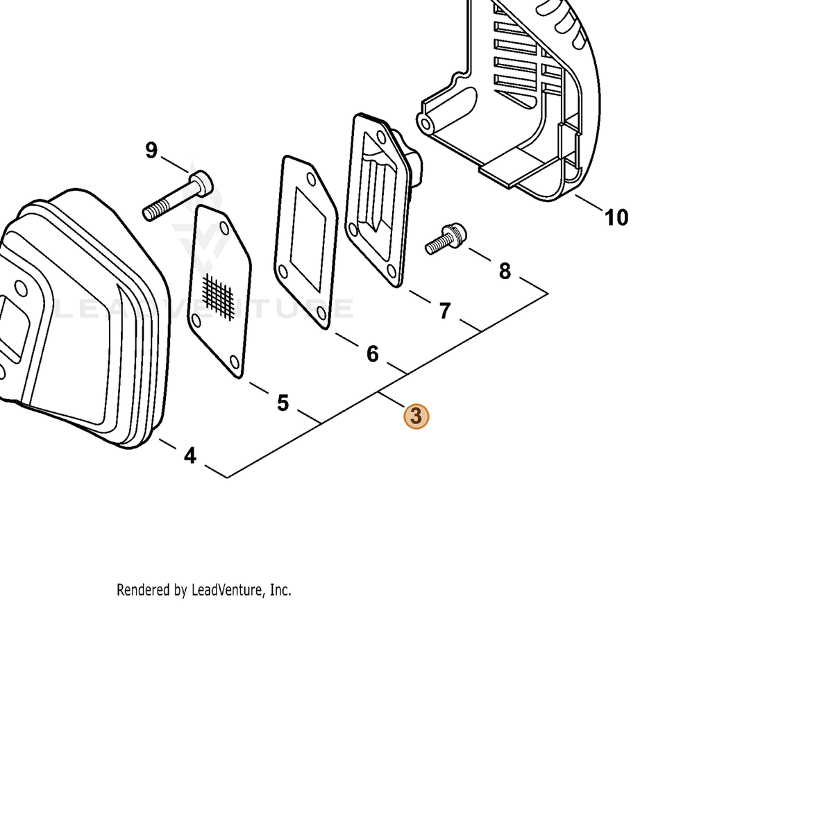 ECHO part P021045451 — IPL diagram snippet (6x zoom, amber highlight)