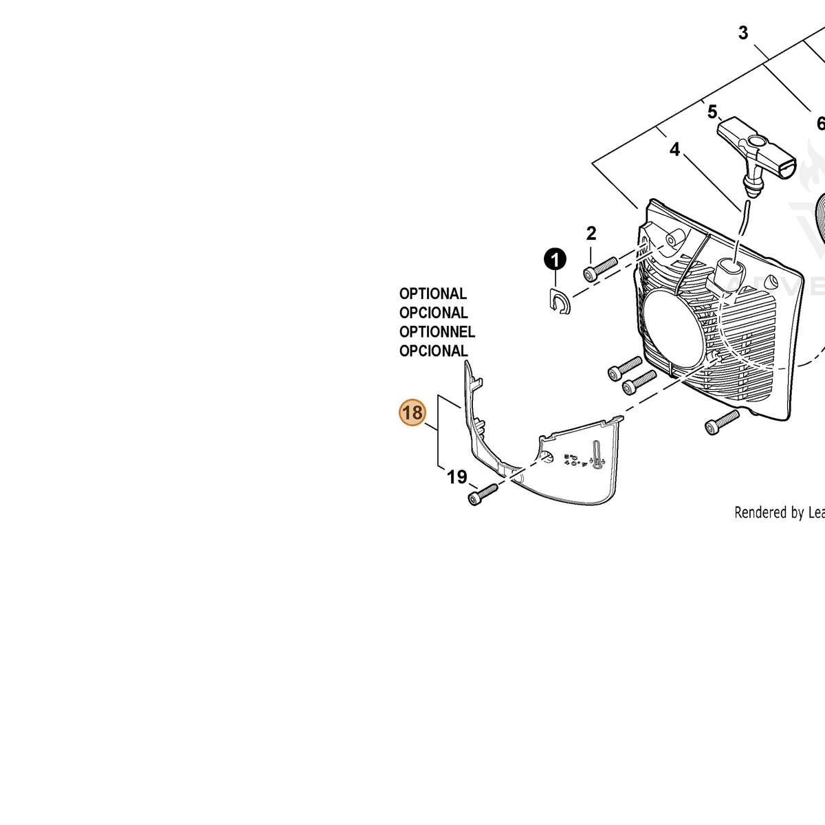ECHO part P021045730 — IPL diagram snippet (6x zoom, amber highlight)