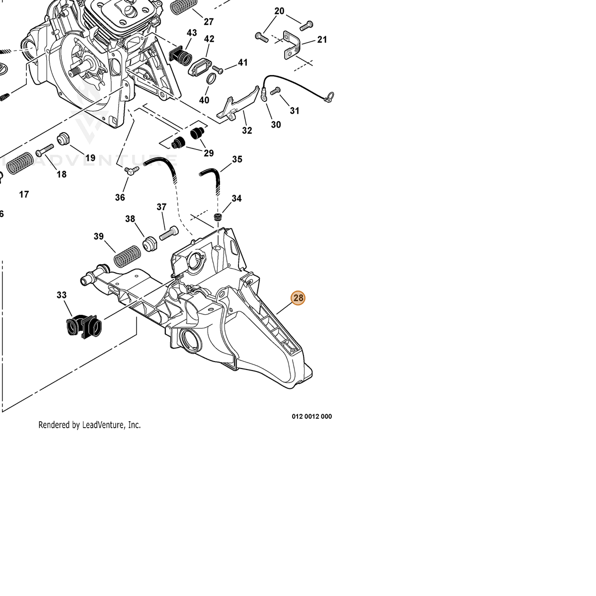 ECHO part P021045861 — IPL diagram snippet (6x zoom, amber highlight)