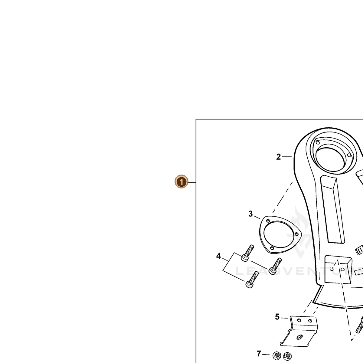 ECHO part P021045980 — IPL diagram snippet (6x zoom, amber highlight)