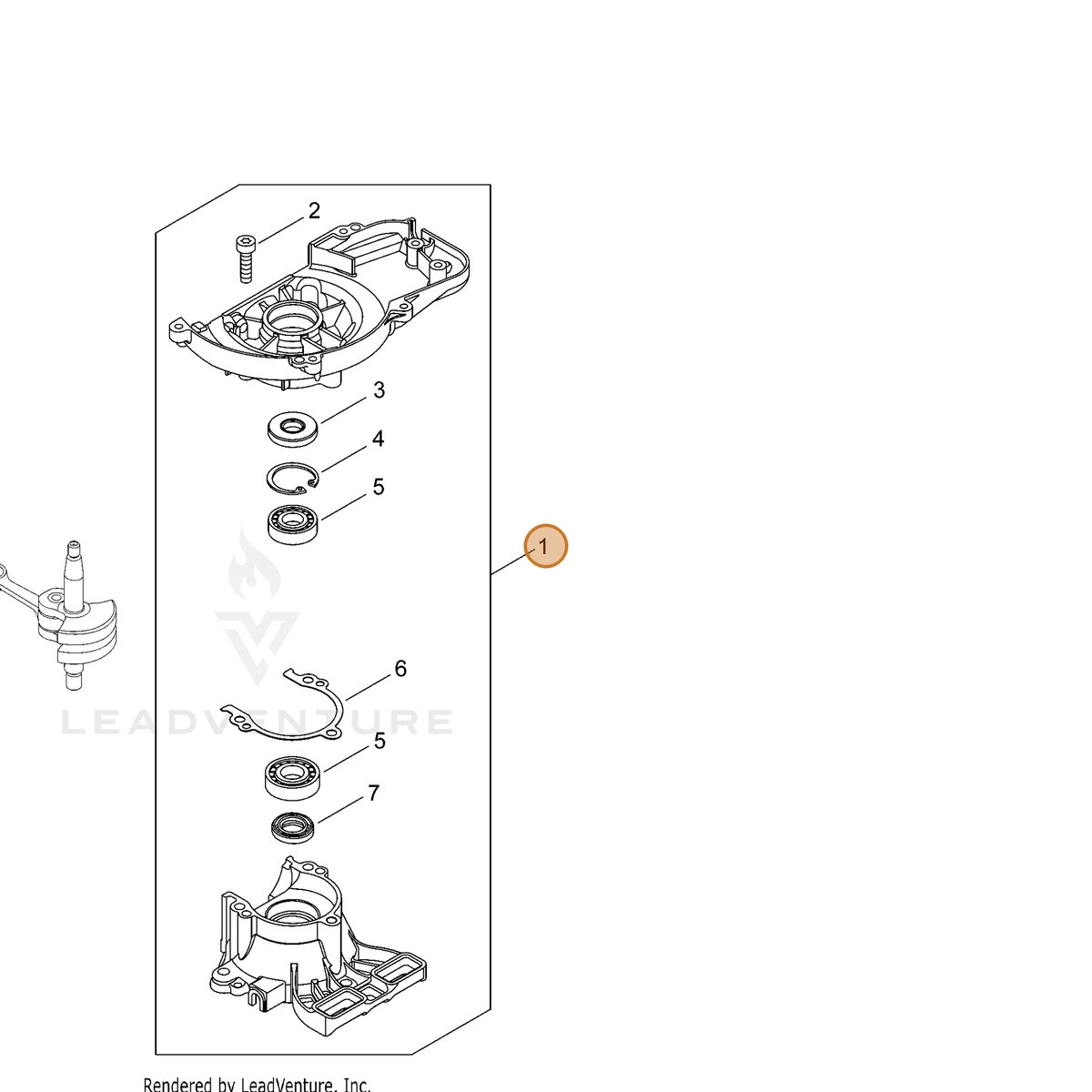 ECHO part P021046111 — IPL diagram snippet (6x zoom, amber highlight)