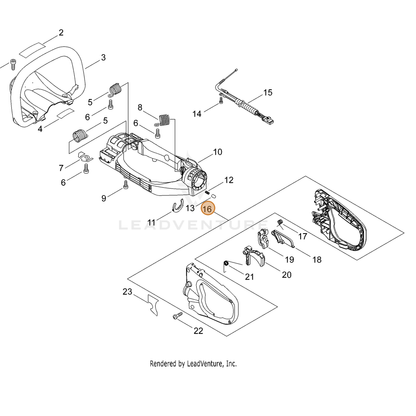 ECHO part P021046150 — IPL diagram snippet (6x zoom, amber highlight)