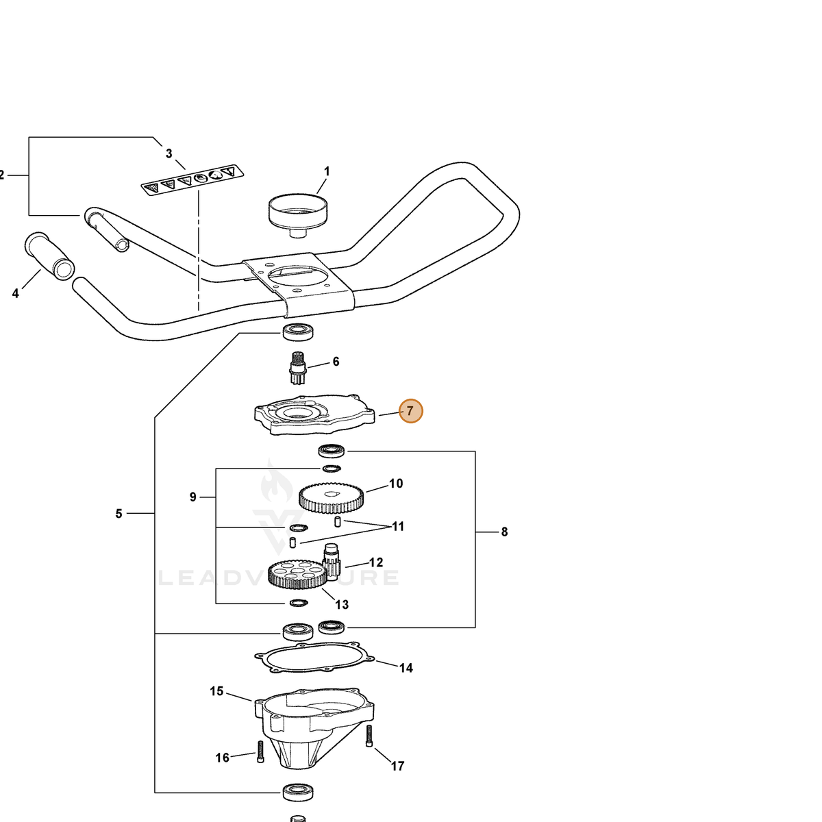 ECHO part P021046240 — IPL diagram snippet (6x zoom, amber highlight)