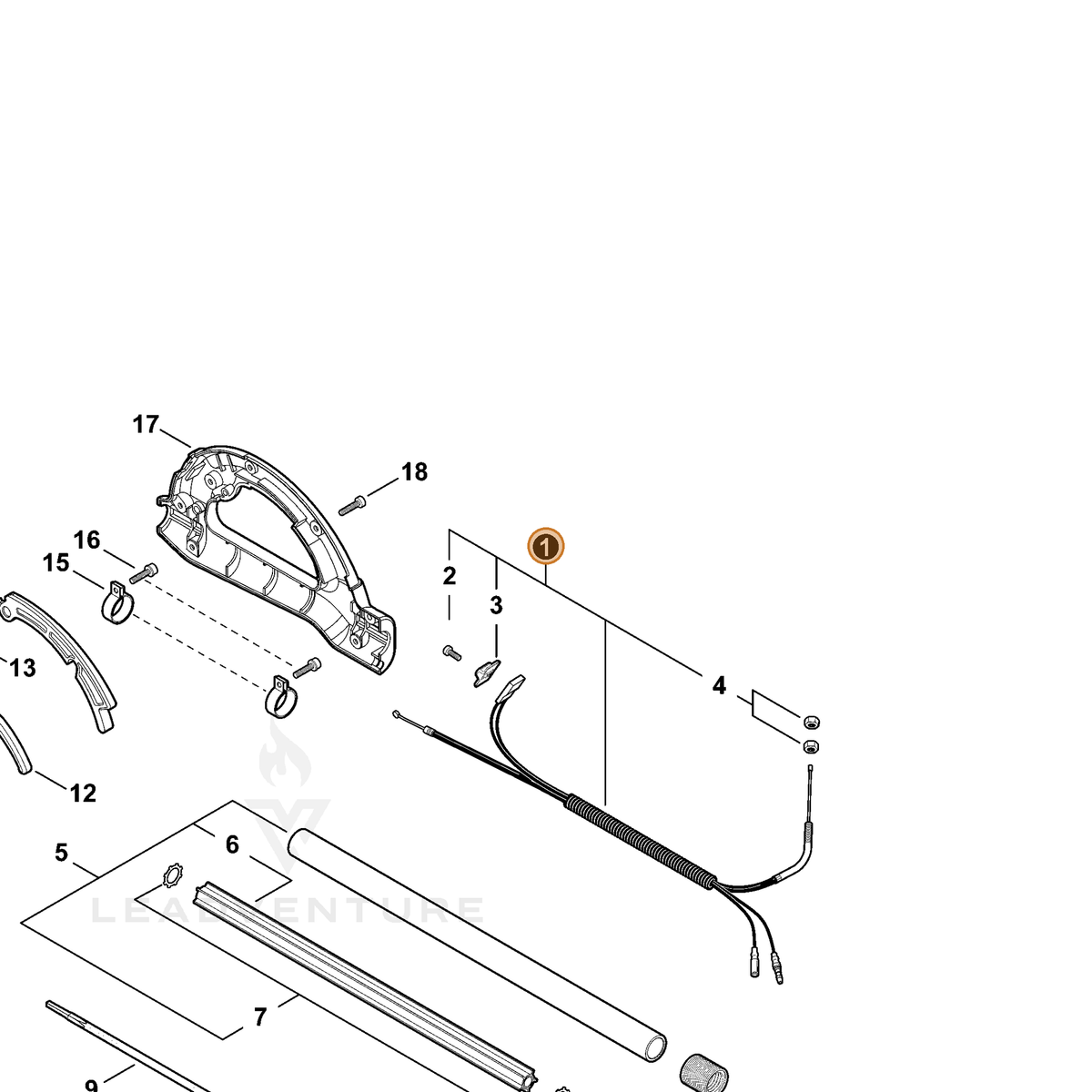 ECHO part P021046380 — IPL diagram snippet (6x zoom, amber highlight)