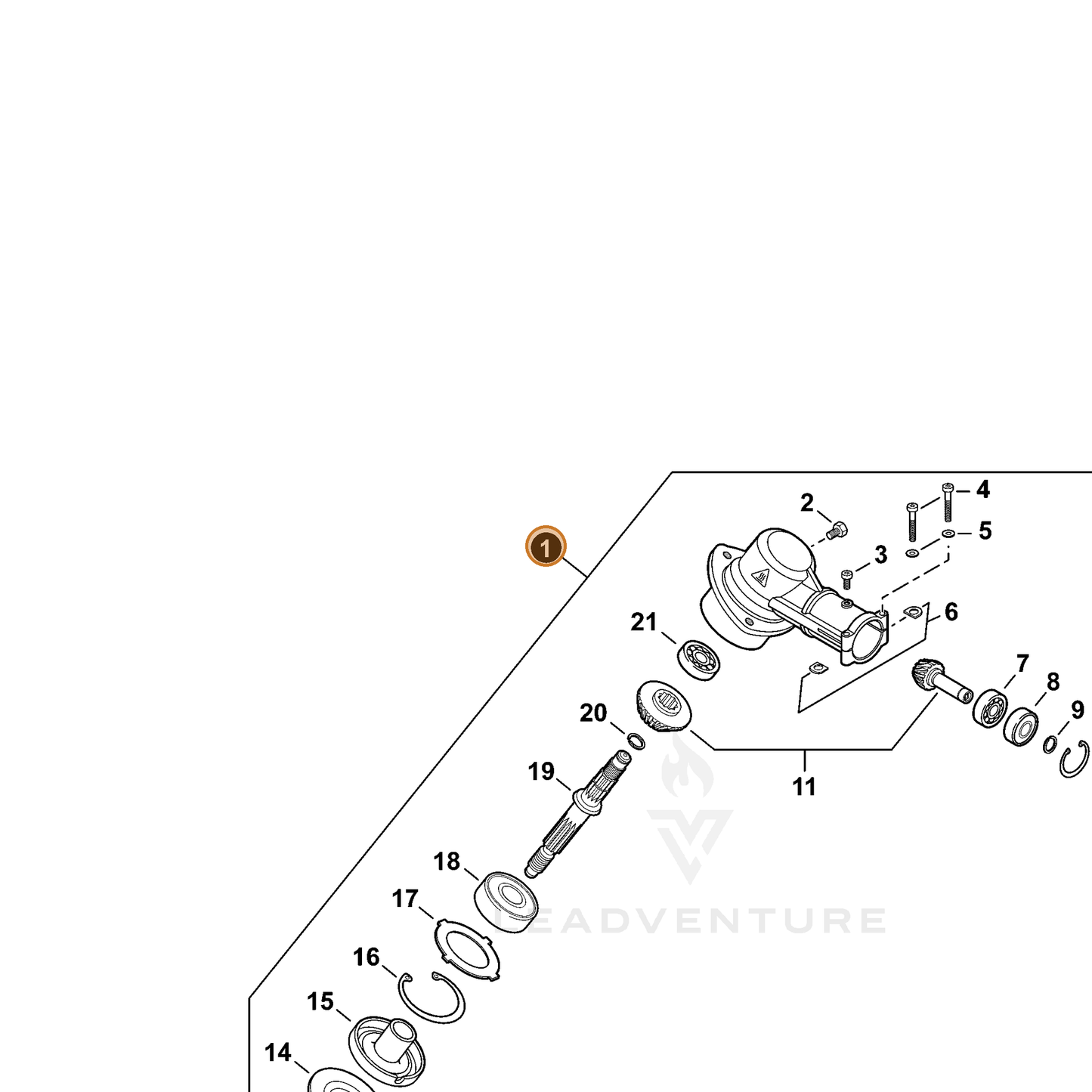 ECHO part P021046670 — IPL diagram snippet (6x zoom, amber highlight)