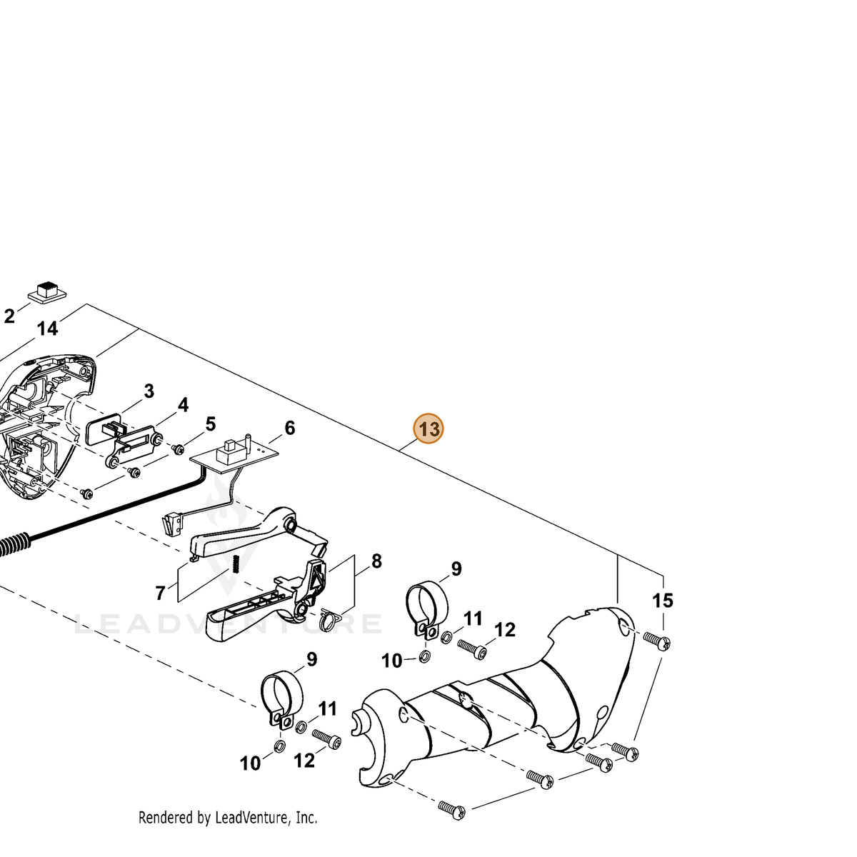 ECHO part P021046680 — IPL diagram snippet (6x zoom, amber highlight)