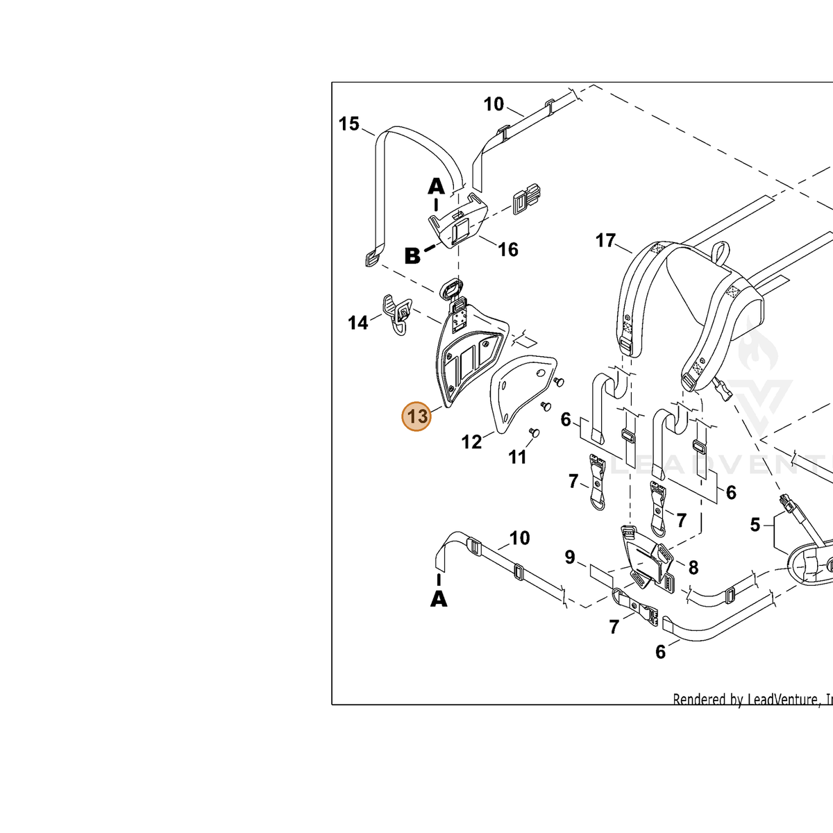ECHO part P021047231 — IPL diagram snippet (6x zoom, amber highlight)