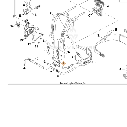 ECHO part P021047390 — IPL diagram snippet (6x zoom, amber highlight)