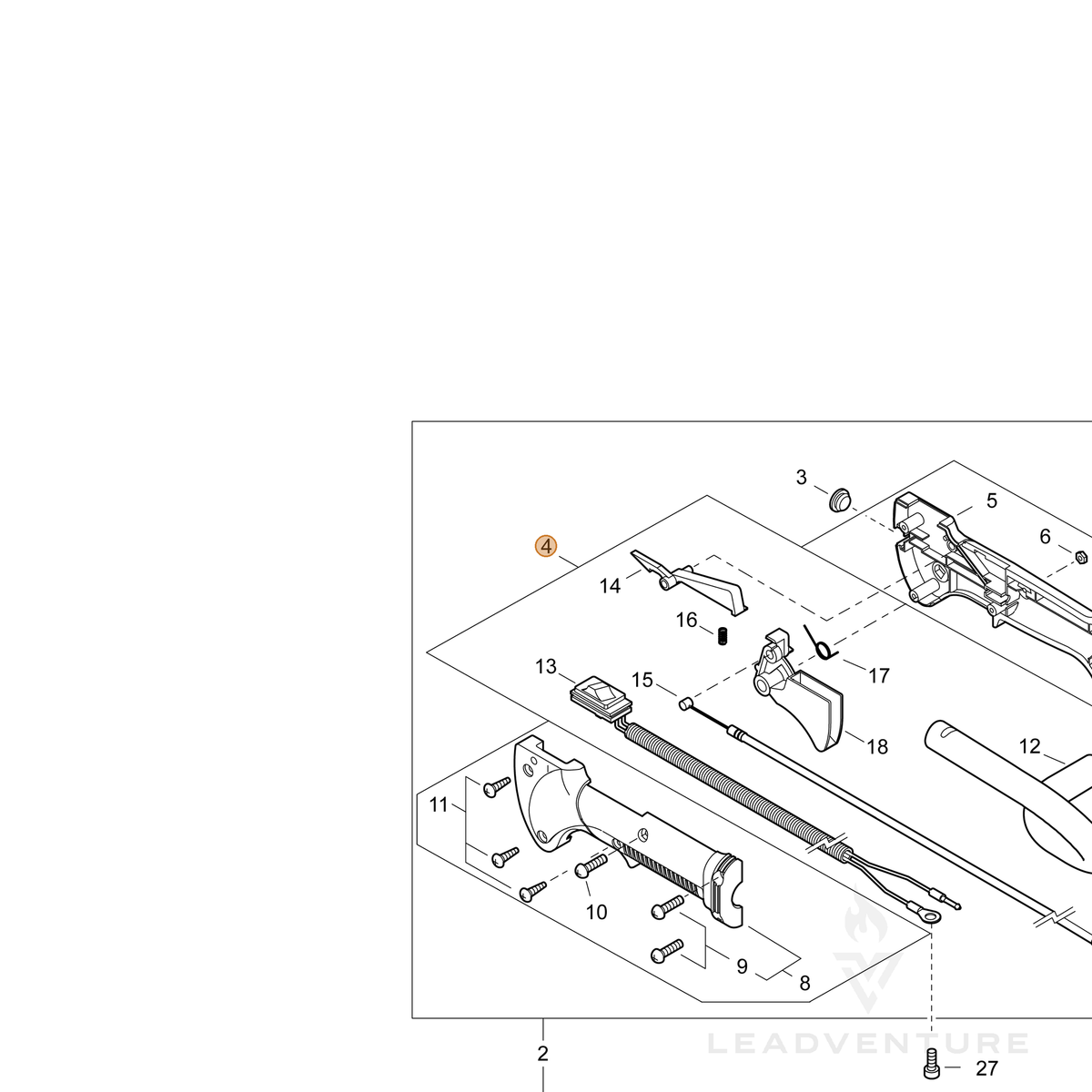 ECHO part P021047790 — IPL diagram snippet (6x zoom, amber highlight)