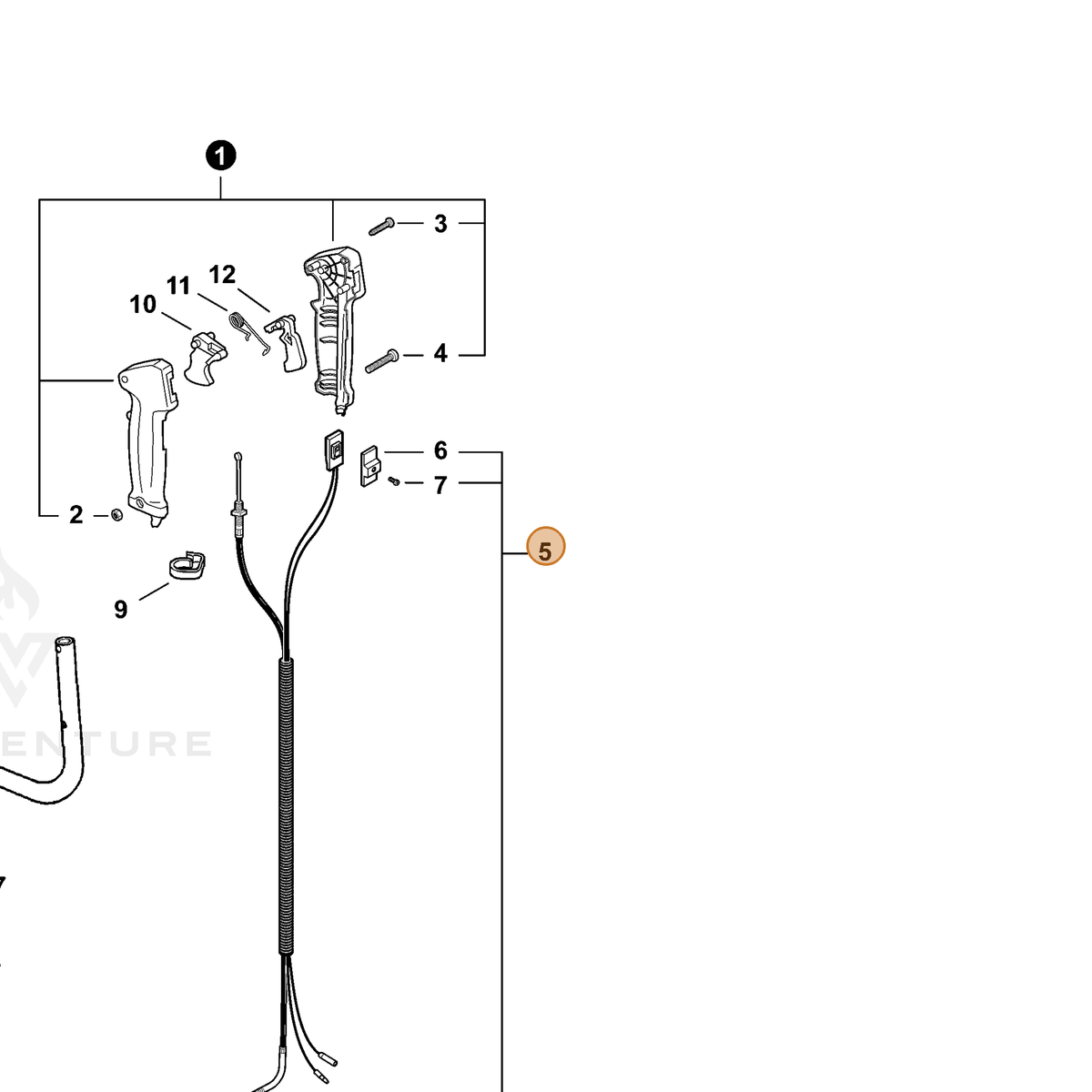 ECHO part P021047840 — IPL diagram snippet (6x zoom, amber highlight)
