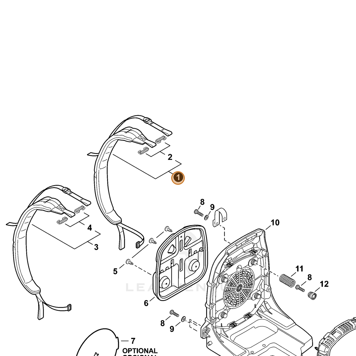 ECHO part P021048261 — IPL diagram snippet (6x zoom, amber highlight)