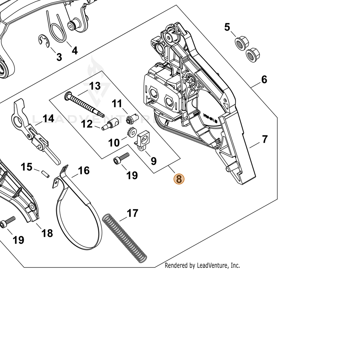 ECHO part P021048510 — IPL diagram snippet (6x zoom, amber highlight)